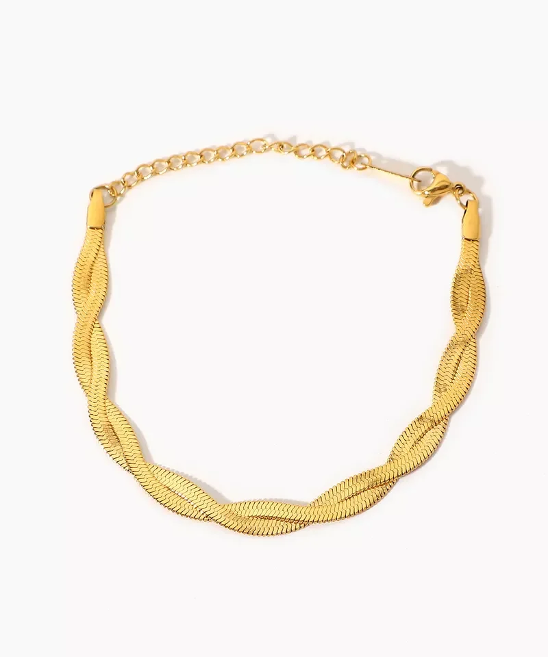 Ally – 18 karat guldbelagt snake armbånd med mål